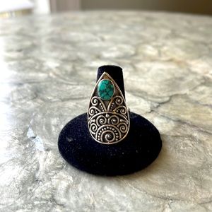Adjustable Turquoise and Sterling Silver Ring